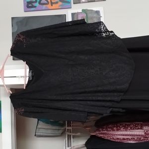 Black dress with attached lace shawl